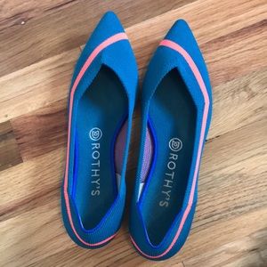 Rare Retired Rothys Neon Stripe Point Size 9